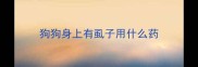 狗狗身上有虱子用什么药