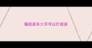 猫疫苗多少天可以打疫苗
