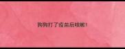 狗狗打了疫苗后咳嗽