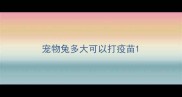 宠物兔多大可以打疫苗