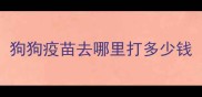 狗狗疫苗去哪里打多少钱