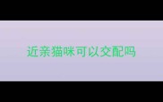 近亲猫咪可以交配吗