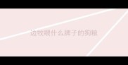 边牧喂什么牌子的狗粮